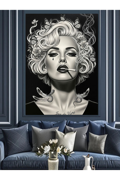 KanvasSepeti Μαύρο και άσπρο Γυναικείο Ελαιογραφία υψηλής ποιότητας Με υφή Κα...