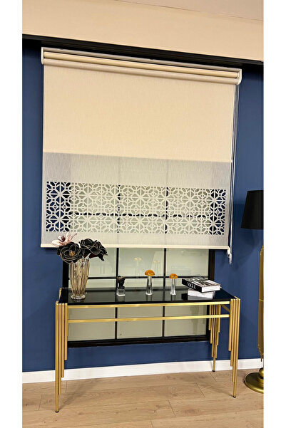 EYMENS HOME EYM1030 Çift Mekanizmalı Lazer Kesim Tül Ve Stor Perde ( Sütlü Ka...