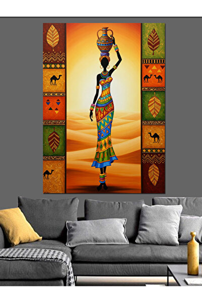 karizmart Testi Taşıyan Afrikalı Kadın Dekoratif Kanvas - Mdf Ahşap Tablo