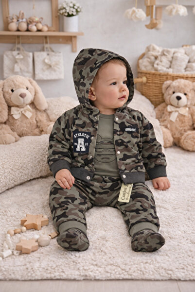 tinitins A Embroidery Camouflage Printed Baby Set