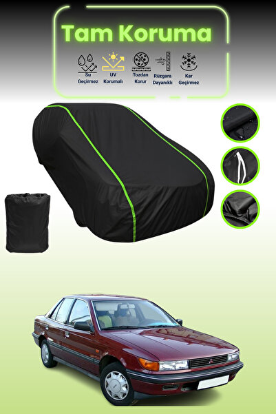 Dokaca Neo غطاء حماية للسيارة باللون الأسود النيون قماش مجدّل ميتسوبيشي لانسر هاتشباك 1988 - 1993 متوافق مع غطاء حماية السيارة