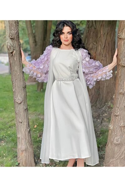 designer al3hood Shiny lamé chiffon dress with taffeta, two-piece