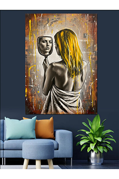 KanvasSepeti Femeie cu oglindă în ochi, pictură în ulei de înaltă calitate, t...