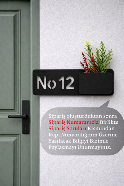 3Art Metal Dekorasyon Tic.Ltd.Şti Modern Siyah Metal Kapı Numaralığı - İsimli...