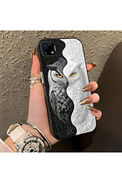 Hontinga حافظة متوافقة مع هاتف Realme C25S، حافظة هاتف صلبة مضادة للسقوط، بومة