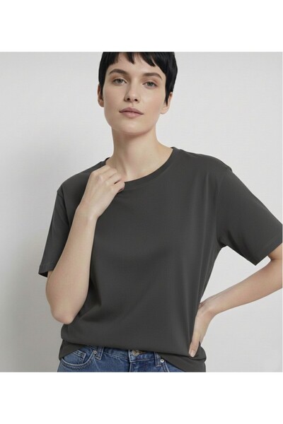 BW Bravely Wear Γυναικείο μπλουζάκι με ίσια γραμμή, χωρίς στάμπα, Basic Crew ...