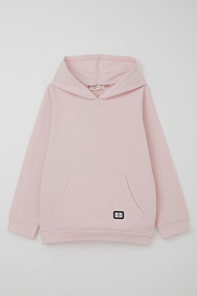 Breeze Детска суитшърт с кенгуру джоб и емблема, възраст 4-8 години, розова