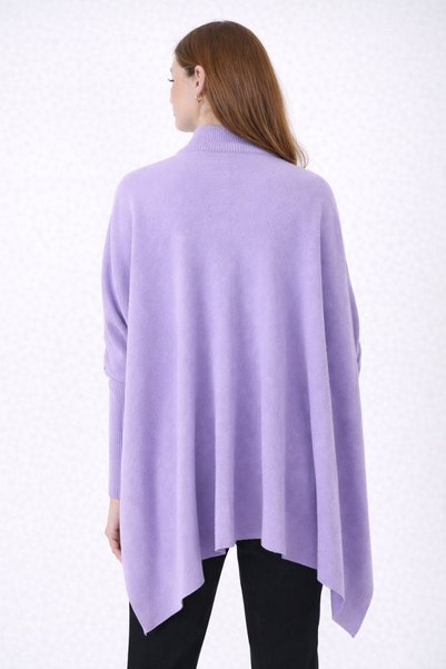 MISSRUBA Women's Slit Lilac Poncho Sweater Dp0001