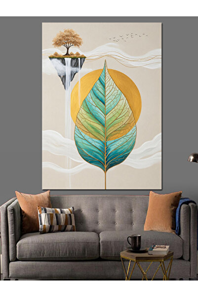 KanvasSepeti Yellow Leaf Abstract Pictură în ulei de înaltă calitate texturat...