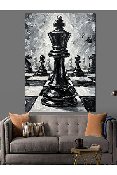 KanvasSepeti Black Chess King Pictură în ulei de înaltă calitate texturat Can...