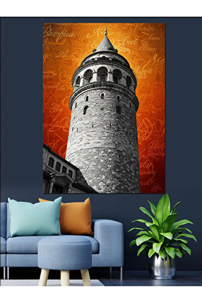 KanvasSepeti Turnul Galata Pictură în ulei de înaltă calitate texturat Canvas...