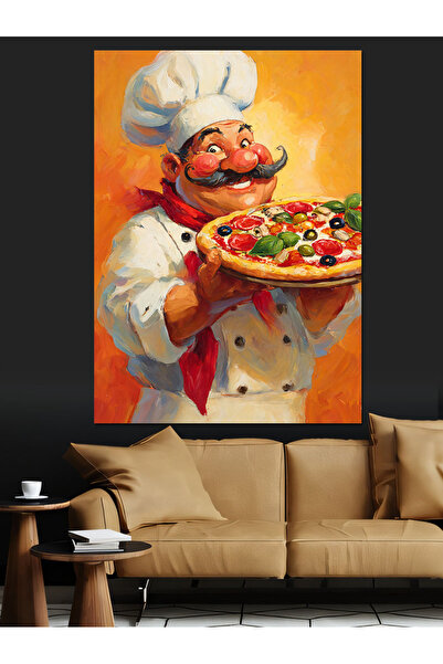 KanvasSepeti Pizza Yapan Usta Pictură în ulei de înaltă calitate texturat Can...