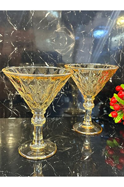 pırıltı home 2-Piece Gold Ice Cream Bowl-Magnolia Bowl-Presentation Bowl Honey Color