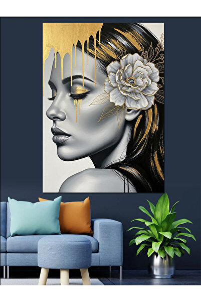 KanvasSepeti Χρυσό μακιγιάζ Υψηλής ποιότητας ελαιογραφία Με υφή Καμβάς Καμβάς...