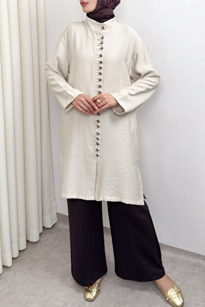 Salih Çelebi Hakim Collar Button Detailed Tunic 0058 - Stone Color