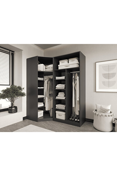 CANBAZ FURNİTURE Esla modüllü 3 cam kapaklı köşe %100 MDF (KURULUM DAHİL)