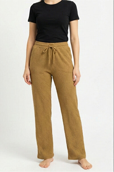 MORRO Women's Bubble Fabric Pajama Bottoms Elastic Waist Drawstring Lace-Up Textured Relaxed Fit Home Wear Sweatpants