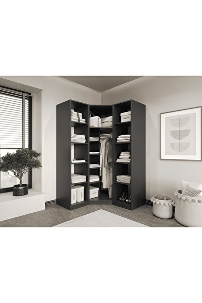 CANBAZ FURNİTURE Esla modüllü 3 cam kapaklı köşe %100 MDF (KURULUM DAHİL)