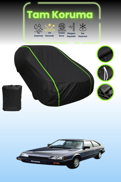 Dokaca Neo غطاء حماية للسيارة متوافق مع سيارة هوندا أكورد قماش مجدّل ذات 3 أبواب من 1981 إلى 1985 باللون الأسود النيون