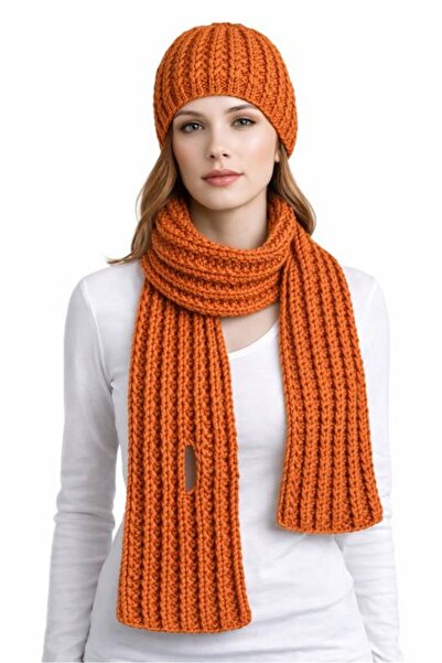 Uretti - Emine 9106 4951 Hand Knitted Beanie and Scarf Set