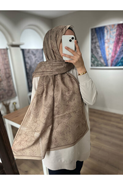 Merwiss Çiçek Desen Soft Şal - Camel