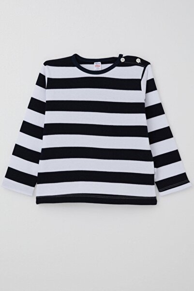 Breeze Baby Boy Long Sleeve T-Shirt with Placket, 9 Months-3 Years, Navy Blue