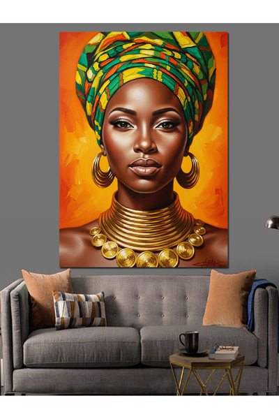 KanvasSepeti Αφρικανή Γυναίκα Υψηλής ποιότητας ελαιογραφία Με υφή Καμβάς ζωγρ...