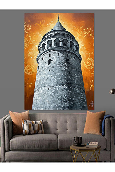 KanvasSepeti Turnul Galata Pictură în ulei de înaltă calitate texturat Canvas...