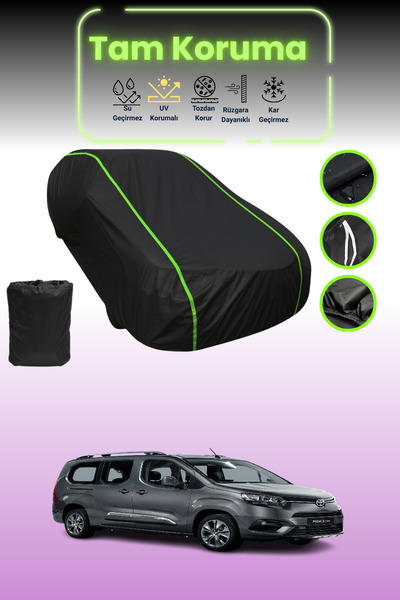 Dokaca Neo غطاء حماية للسيارة متوافق مع سيارة تويوتا برواس سيتي فيرسو Swb باللون الأسود النيون قماش مجدّل