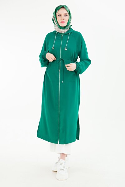 Armine TREND Hooded Chain Detailed Zippered Wear Khaki 24Yt762