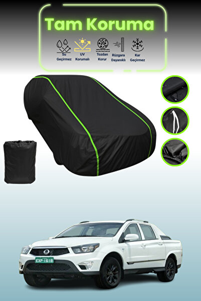 Dokaca Neo غطاء حماية للسيارة من القماش الأسود اللامع قماش مجدّل متوافق مع سيارة سانج يونج أكتيون سبورتس