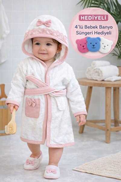 UmBaby Yenidoğan Kız Bebek Havlu Bornoz Seti Organik - Bebek Doğum Hediyesi K...