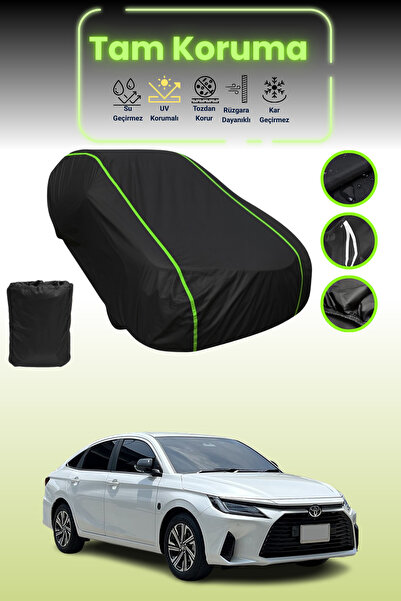 Dokaca Neo غطاء حماية للسيارة من القماش الأسود اللامع قماش مجدّل تويوتا فيوس ...