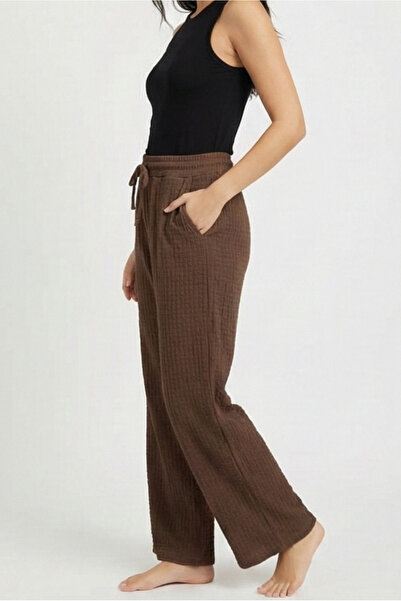 MORRO بنطلون بيجامة نسائي من قماش بابل، بخصر مطاطي ورباط، تصميم مريح وملائم ل...