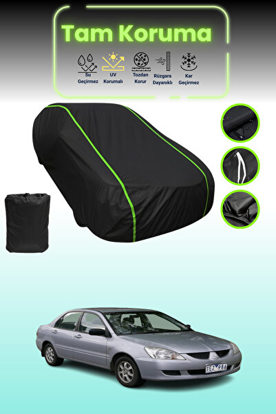 Dokaca Neo غطاء حماية للسيارة متوافق مع سيارة ميتسوبيشي لانسر قماش مجدّل 2003 - 2007 باللون الأسود النيون