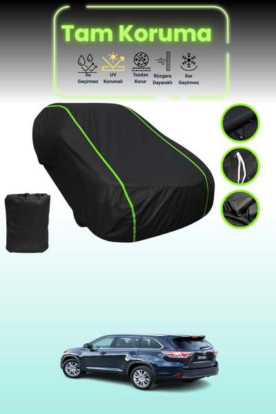 Dokaca Neo غطاء حماية للسيارة من القماش الأسود اللامع قماش مجدّل تويوتا كلوجر 3 متوافق مع غطاء حماية السيارة من القماش
