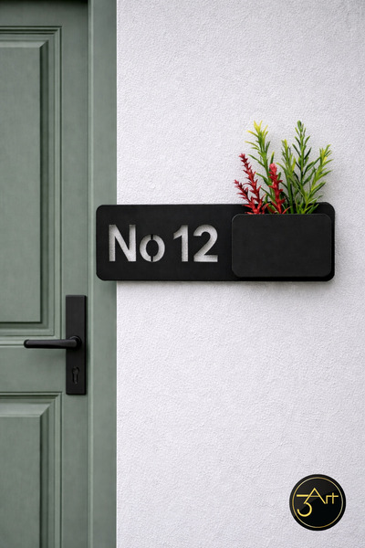 3Art Metal Dekorasyon Tic.Ltd.Şti Modern Siyah Metal Kapı Numaralığı - İsimli & Özel Tasarım Apartman Kapı Tabelası