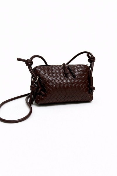 LOREVIE Women's Knitted Textured Mini Shoulder Bag with Adjustable Strap