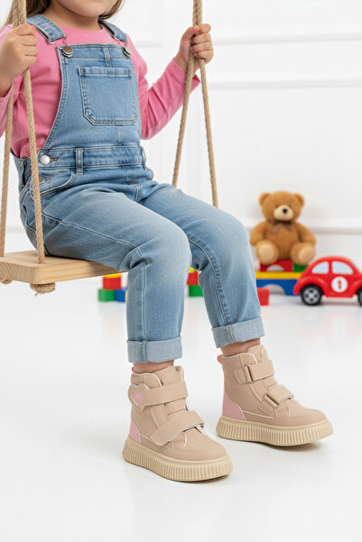 Cool Bej Cırtlı Desenli Kaymaz Taban Kız Çocuk Bot Alalis P