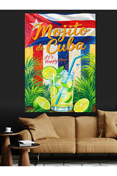 KanvasSepeti Mojito Cocktail Summer Pictură în ulei de înaltă calitate textur...