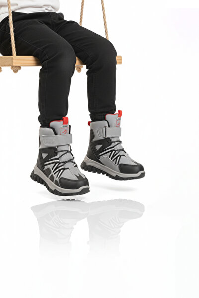 Cool Cizme pentru copii unisex cu talpă anti-alunecare cu velcro gri Hilly P