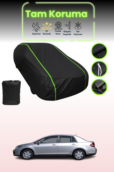 Dokaca Neo غطاء حماية للسيارة باللون الأسود النيون قماش مجدّل نيسان تيدا/فيرس...