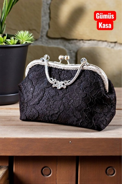 Famels Knitted Lace Stone Quality Elegance Handbag, Women's Shoulder Bag Silver Case Evening Dress Bag
