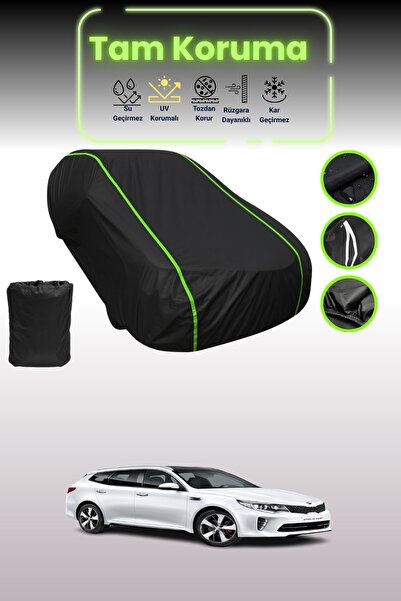 Dokaca Neo غطاء حماية للسيارة متوافق مع سيارة كيا أوبتيما سبورت واجون قماش مجدّل باللون الأسود النيون 2016 - 2018