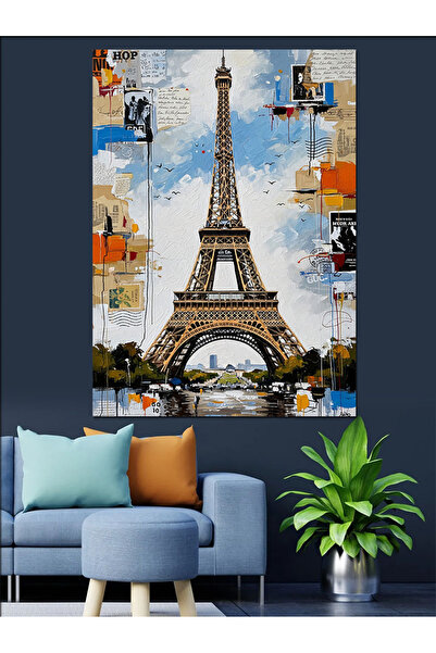 KanvasSepeti Artistic Eyfel Pictură în ulei de înaltă calitate texturat Canva...