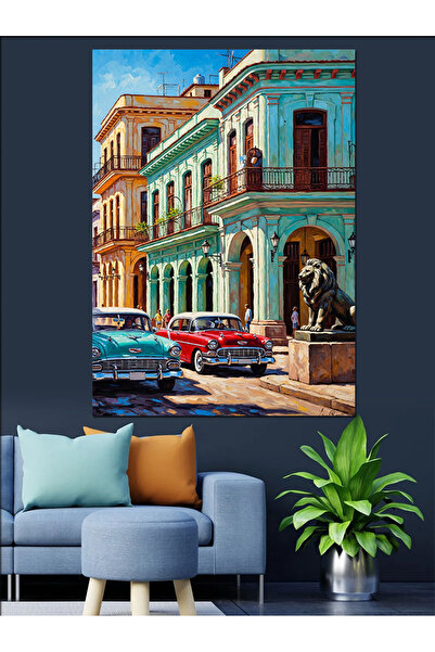 KanvasSepeti Kuba Streets Pictură în ulei de înaltă calitate texturat Canvas ...