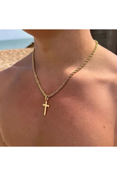 GlaMLo Accessories Rope Chain Necklace with Cross Pendant