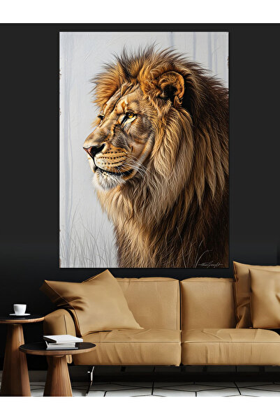 KanvasSepeti Gür Yeleli Aslan Pictură în ulei de înaltă calitate texturat Pân...