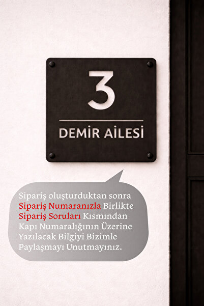 3Art Metal Dekorasyon Tic.Ltd.Şti Modern Siyah Metal Kapı Numaralığı - İsimli...