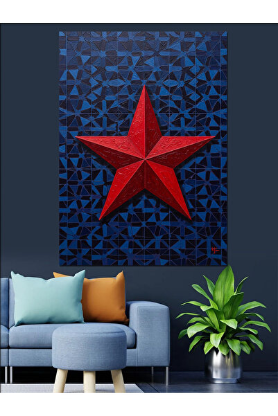 KanvasSepeti Red Star Pictură în ulei de înaltă calitate texturat Canvas Canv...
